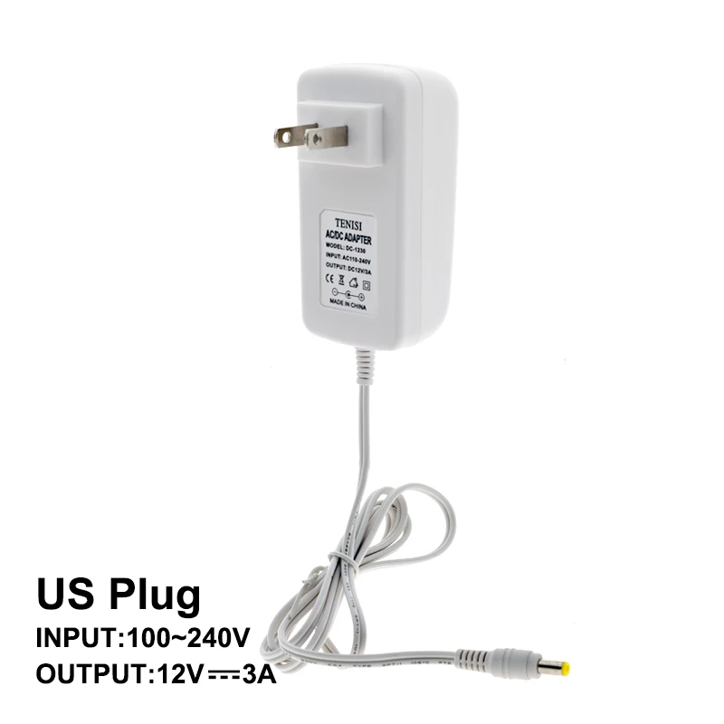 12V 3A US Plug DC12V адаптер питания AC100-240V белый ракушка освещение трансформаторы выход DC12V 1A/3A преобразователь питания для светодиодной ленты - Цвет: 12V 3A US Plug