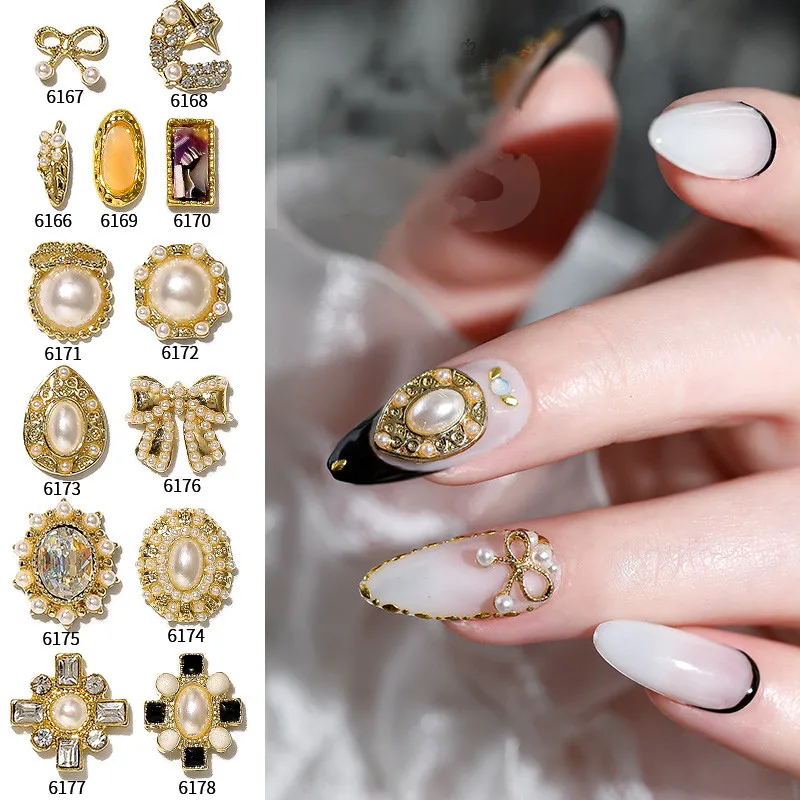 1 5 шт. натуральные жемчужные гвоздики для ногтей Лук золотые части дизайна УФ