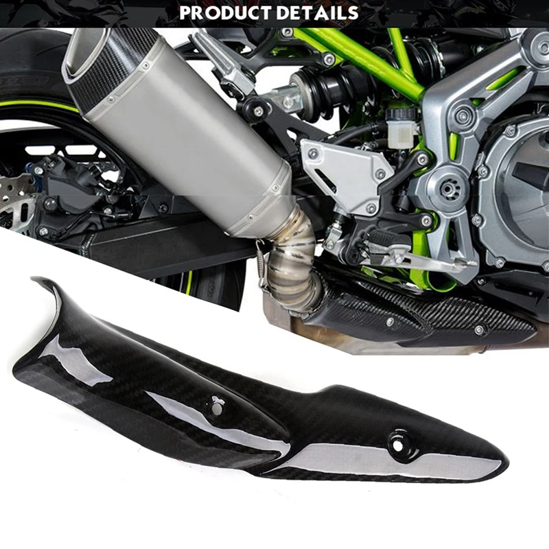 

Motorcycle Exhaust Pipe Cover Carbon Fiber Anti-Scald Cap Heat Shield Guard Shell for Kawasaki Z900 Z 900 2017-2021