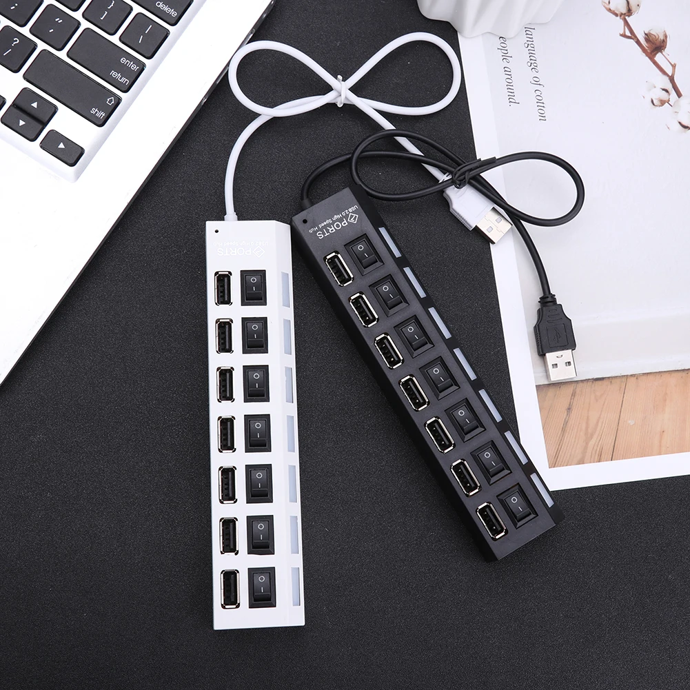 

Интеллектуальный концентратор USB 2,0, расширитель с 7 портами, несколько высокоскоростных светодиодных разветвителей, адаптер с выключателе...