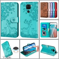 lanyard sika deer flip leather case for xiaomi redmi 9 9a 9i 9c 9t 10 k40 note 8 9 9t 10 pro max lite 11 card slot wallet cover