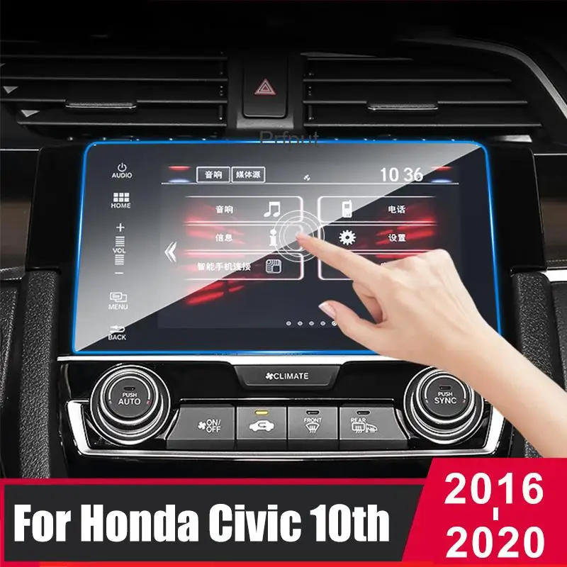

For honda civic 10th 2016 2017 2018 2019 2020 Glass Car Navigation Screen Protector LCD Touch Display Screen Film Anti Scratch