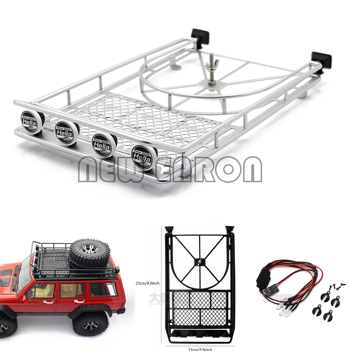 

NEW ENRON Cherokee Tire Holder With Roof Luggage Rack For 1:10 RC Axial SCX10 II 90046 D90