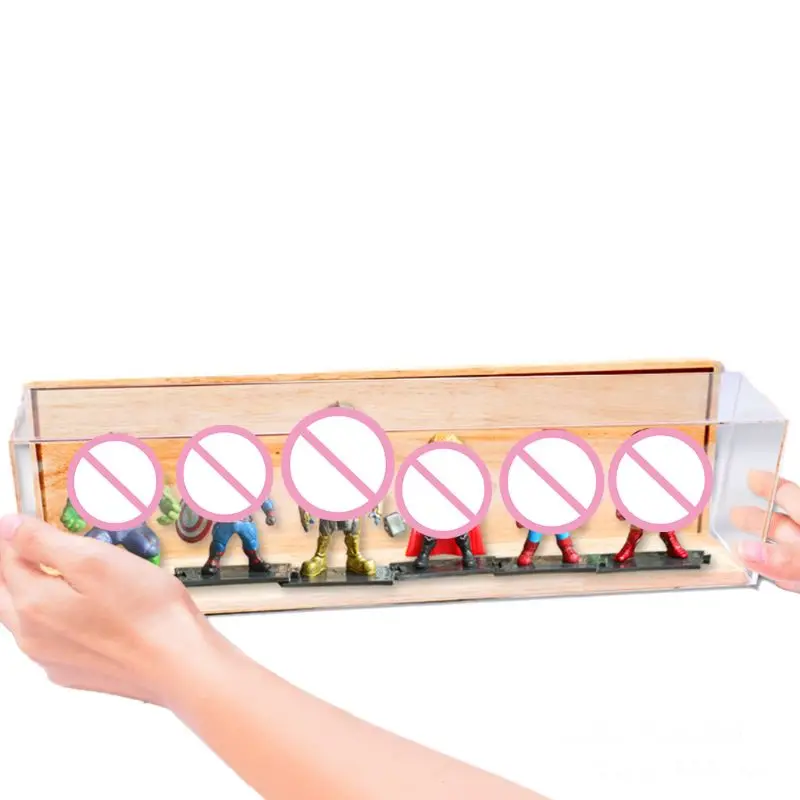 

Clear Acrylic Showcase with Wood Back Base Action Figures Model Toy Display Case Superior Quality