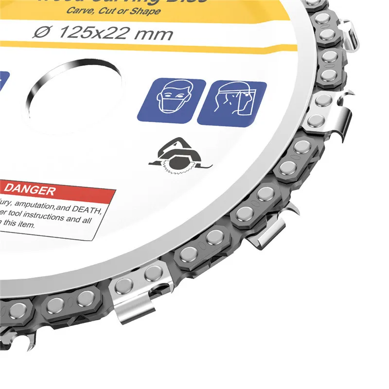 

5 Inch 14 Teeth Grinder Chain Disc 22mm Arbor Woodworking Carving Disc for 125mm Angle Grinder And Circular Saw