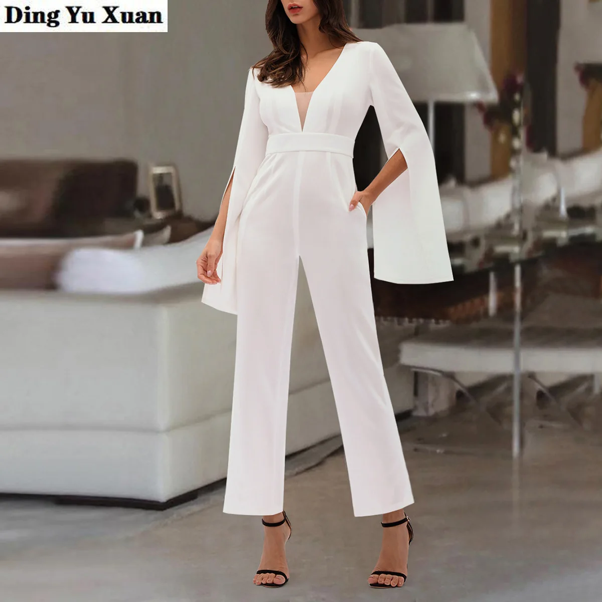 Женский сексуальный комбинезон с глубоким v образным вырезом Облегающий