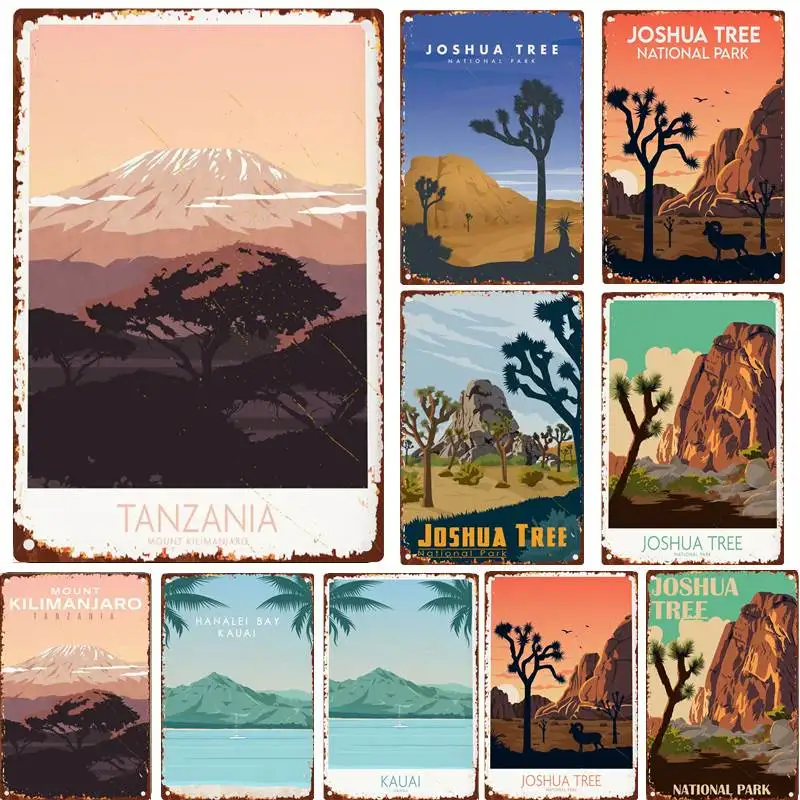 

Жестяной знак, дерево шушуа, настенное искусство с деревом шушуа, парк шушуа, дерево шушуа