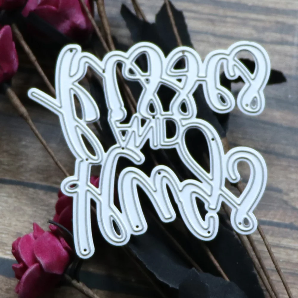 

Hugs and Kisses Words Metal Cutting Dies Letter Stencil Scrapbooking Photo Album Card Paper Embossing Craft DIY