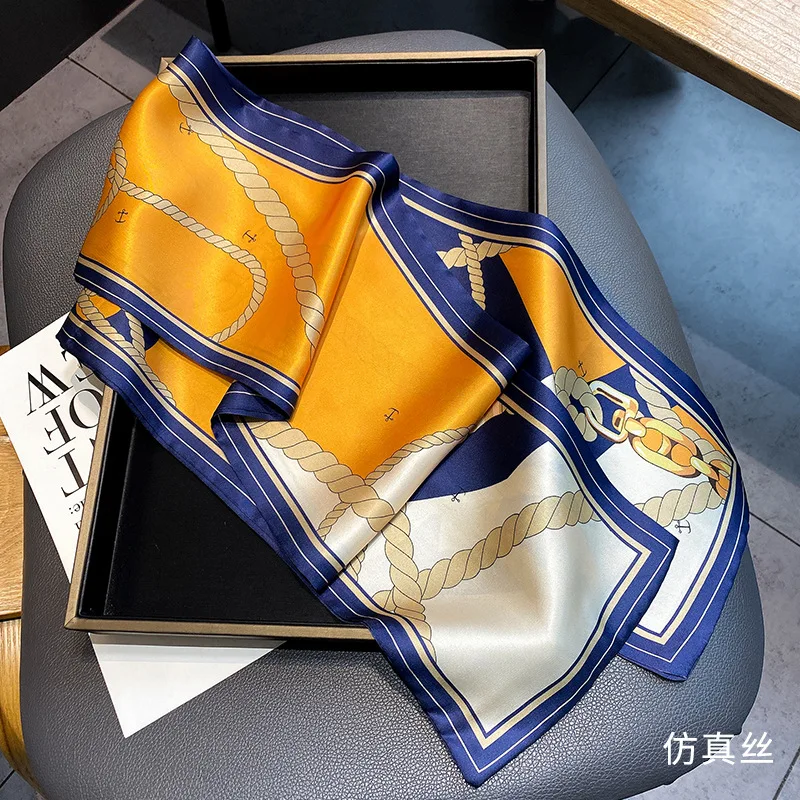 

Luxury Brand Silk Scarf Women Satin Neck Hair Tie Band Soft neckerchife 2021 NEW Hijab Head Female Foulard Scarves Ladies Shawl