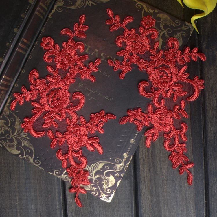 1 пара кружевных патчей для одежды вышивка цветок аппликация нашивки свадебные