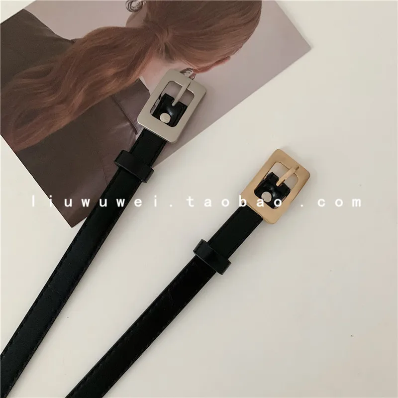 

Korean Style Small Women's Thin All-Matching Student Pin Buckle Retro Glossy Patent Leather Suit Pants Jeans Belt Fashion