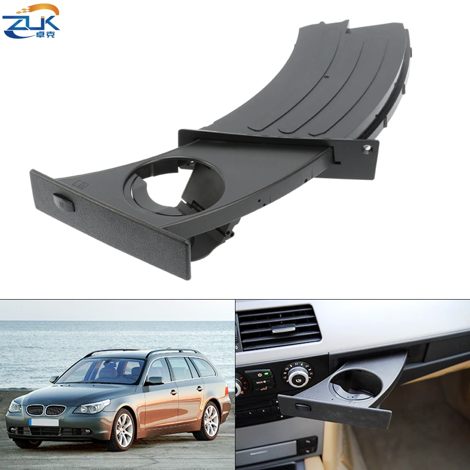 

ZUK Car Front Driver Retractable Cup Holder For BMW 520 523 525 528 530 535 540 550 M5 E60 E61 2004-2010 Drink Rack Black