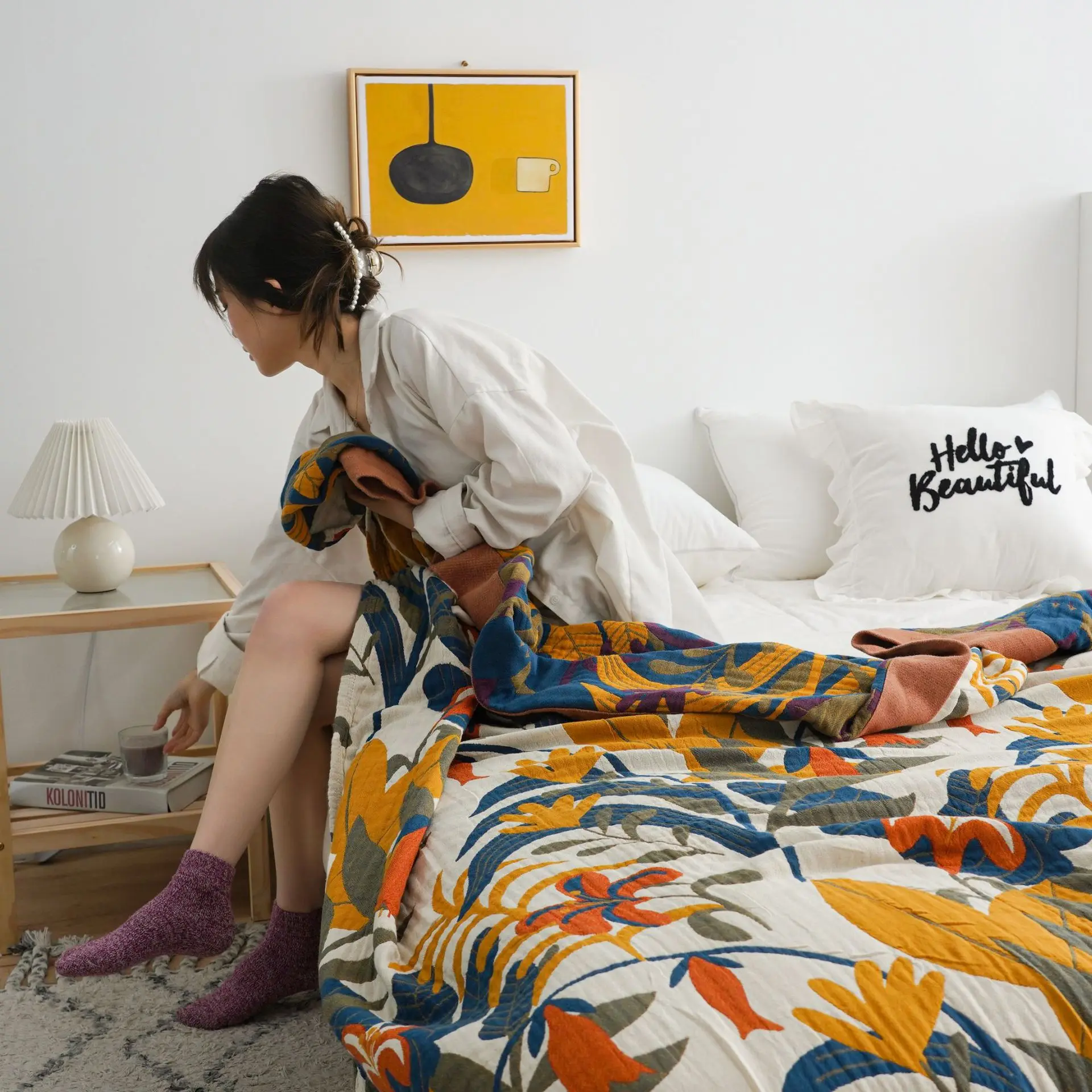 Nordic throw blanket 100% Cotton summer cool quilt single double king size blankets soft Breathable bedspread boho sofa towel | Дом и сад