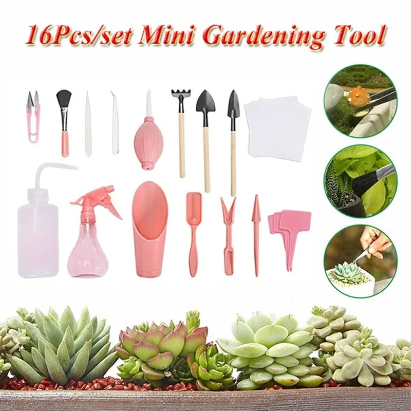 16 Pieces Succulent Plants Tools,Mini Garden Hand Transplanting Succulent Tools Miniature Planting,Set for Garden Plant Care