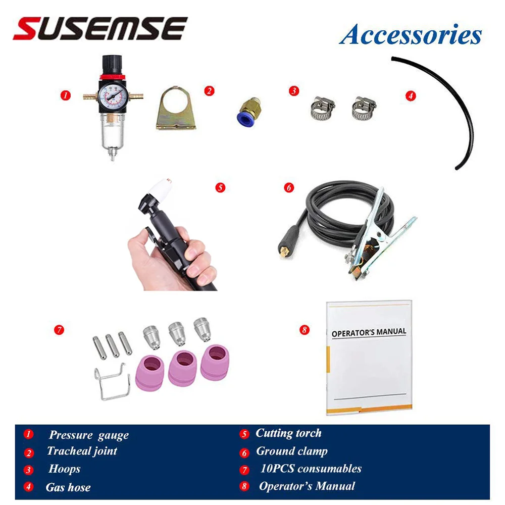 

SUSEMSE CUT50 Plasma Cutter IGBT Inverter DC Plasma Cutter 50Amps Cutting Machine 220V