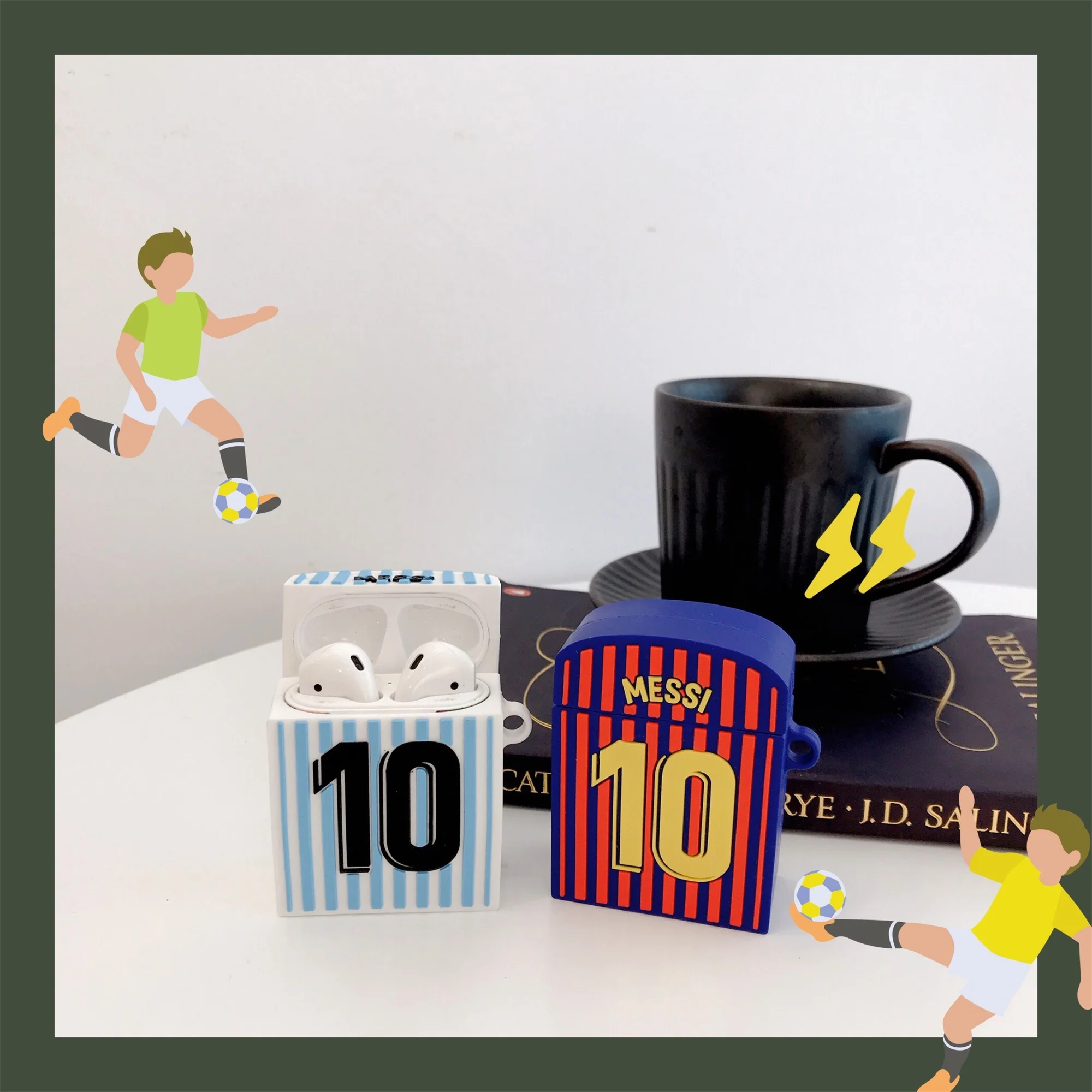 Messi 10 Футбол Airpod для Apple iPhone Airpod защитный чехол Противоскользящий брелок беспроводной наушник противоударные крышки