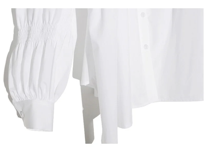 

[EAM] Women Big Size Irregular Wrinkled Blouse New Ruffles Long Sleeve Loose Fit Shirt Fashion Tide Spring Autumn 2021 1DD3095