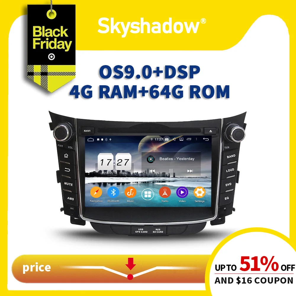 DSP TDA7851 ips Android 9 0 Восьмиядерный 4 Гб + 64 ГБ Автомобильный dvd плеер gps карта RDS радио Wifi