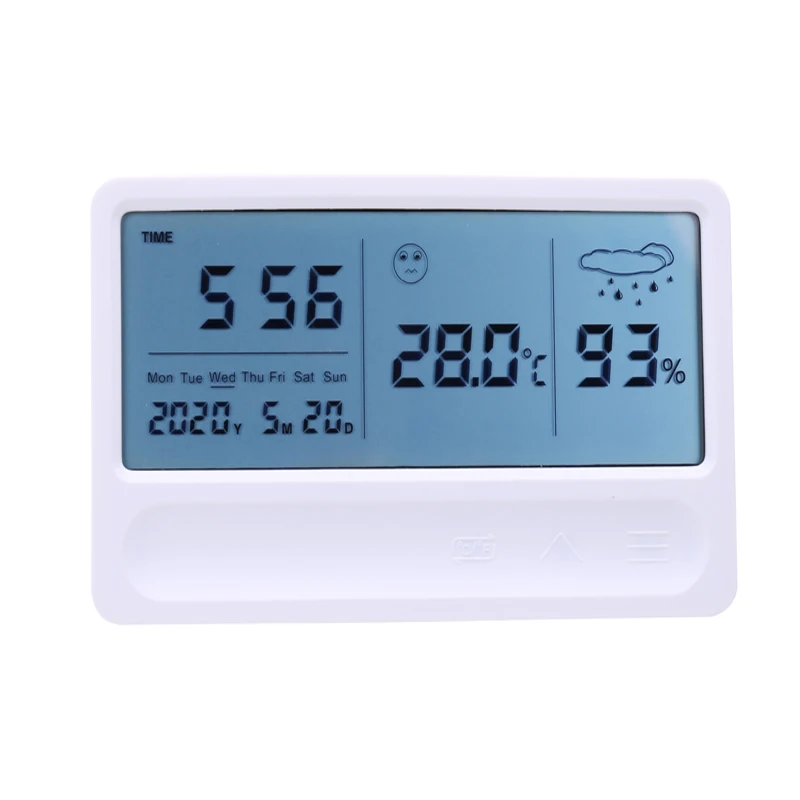 

Touch Electronic Thermometer LCD Digital Thermometer Alarm Clock Calendar Weather Wall/Stand Hanging Temperature Humidity Meter