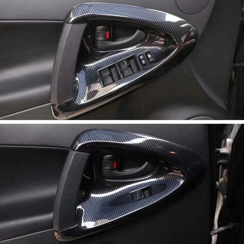 

2 Set Car Accessories: 1 Pcs Car Gear Shift Panel Trim Cover Frame Decal & 1 Set Car Door Handle Window Lift Switch