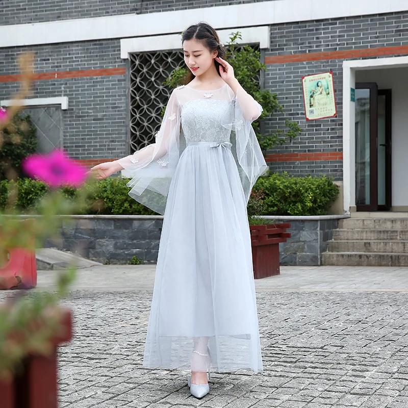 Серого размера плюс Тюль Элегантные платья невесты Половина рукава v образным