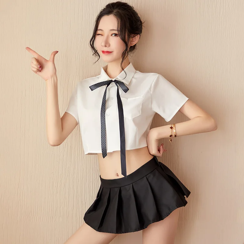 

JIMIKO sexy student uniform sexy lingerie erotic cosplay sex play shirt skirt suit schoolgirl college girl student sexy skirt