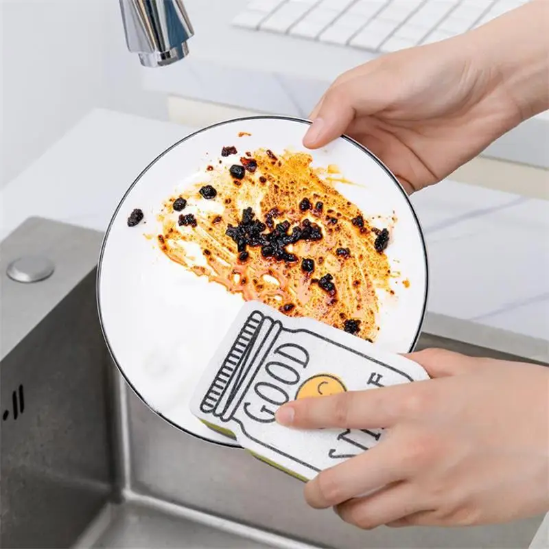 4 шт. антипригарная кухонная губка для мытья посуды|Чистящие салфетки| |