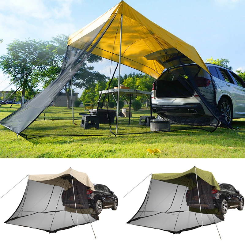 Outdoor Car Trunk Tent Tail Extension Tent Sunshade Rainproof Rear Awning With Mosquito Net for BBQ Camping Travel Equipment