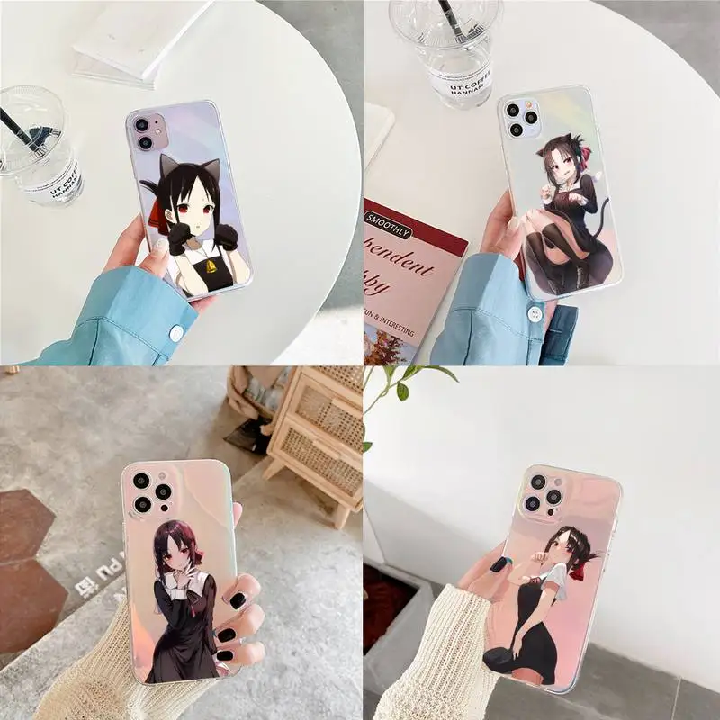 

Anime Kaguya Sama Lk Phone Case for iPhone xiaomi redmi 7 8 9 11 12 10 S X XS XR MINI Pro Max Plus laser Transparent