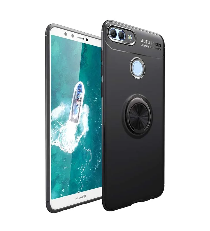 Gun black Чехол Tsimak для huawei Y5 Y6 Pro Y7 Y9 Prime, Силиконовый противоударный чехол для телефона с магнитным кольцом для автомобиля - Цвет: Gun black