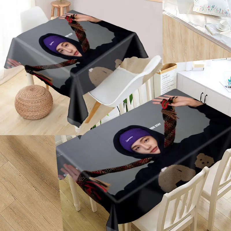 

KPOP Hwang Hyunjin Tablecloth 3D Print Oxford Fabric Square/Rectangular Dust-proof Table Cover Party Home Decor TV Cover 0317