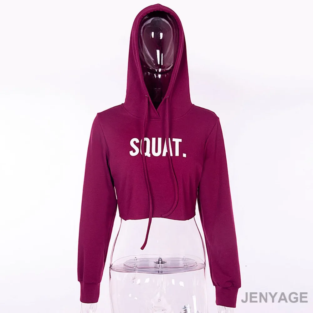 JENYAGE Women Gym Workout Tops Autumn Winter Fall Clothes Long Sleeve Letter Print Fitness Sport Running Hoodies Crop Top Yoga Shirt