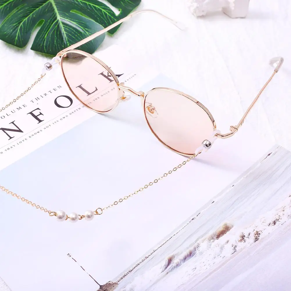 Цепочка для очков с жемчужным украшением противоскользящая цепочка