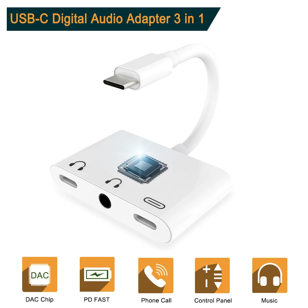 

Type c Adapter to 3.5mm Aux Jack PD Fast Charging Cable Aduio Phone Call For Samsung Huawei P30 Audio Connector Splitter Adaptor