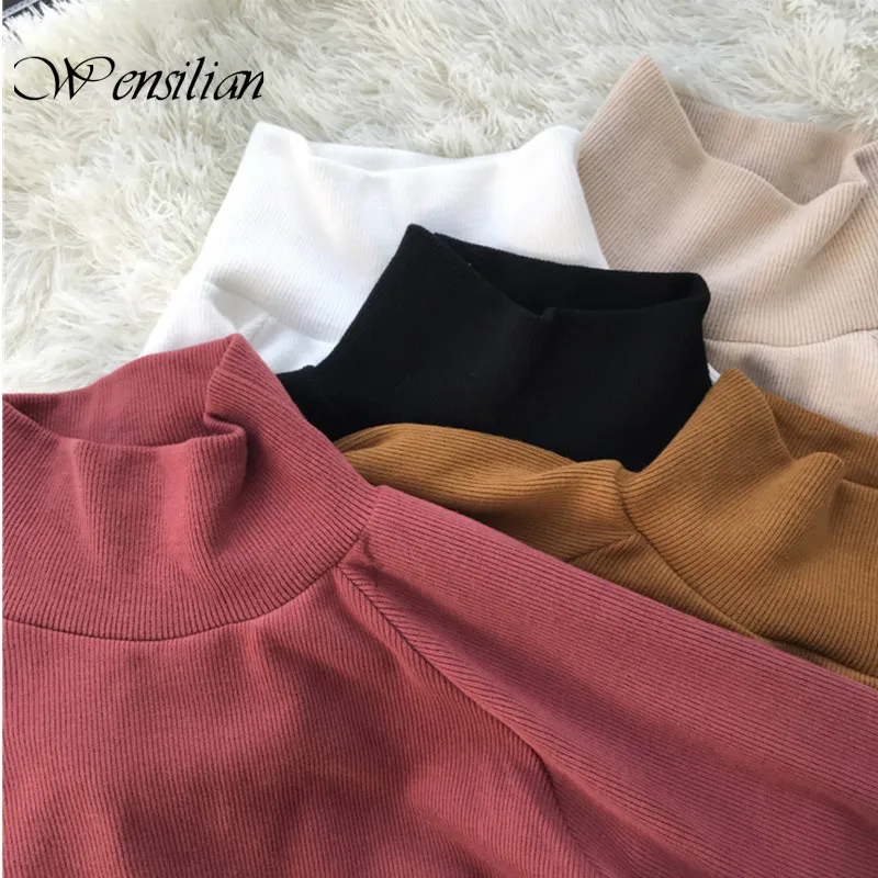 Вязаный свитер Женская водолазка повседневные свободные Пуловеры свитеры с