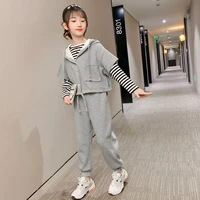 girls new suit 2021 korean version of childrens western style net red childrens clothing girl sports three piece suit