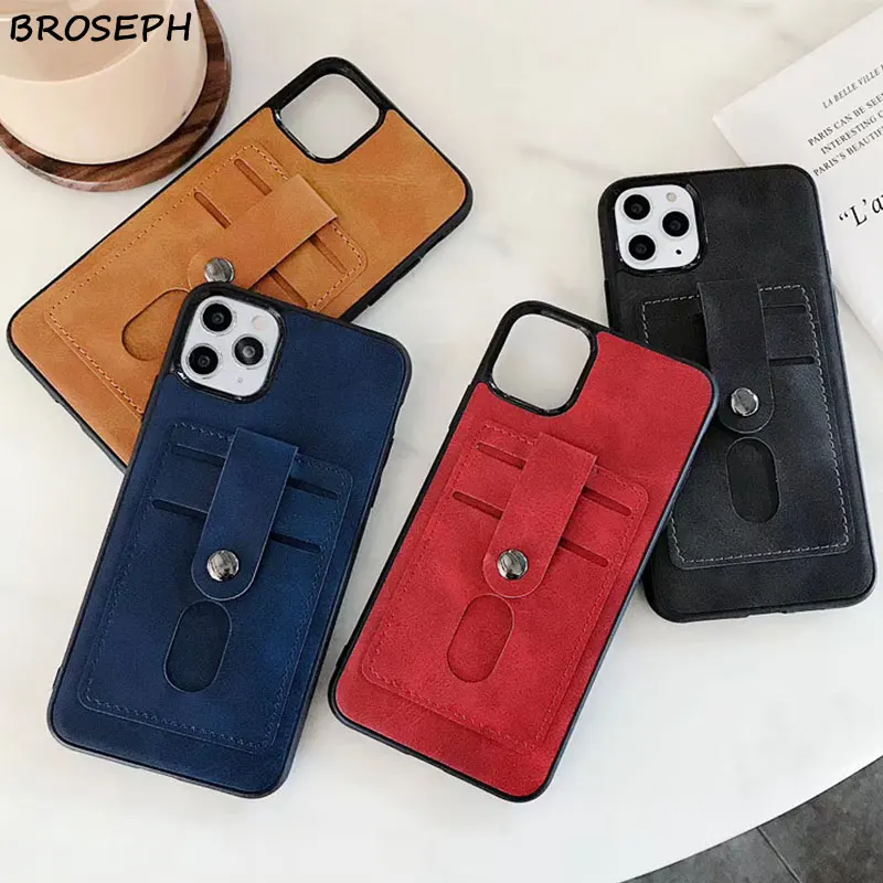 Роскошный чехол для iPhone 11 Pro Max кожаная сумка карт телефона 7 8 Plus X Xr XS Mas мягкий из