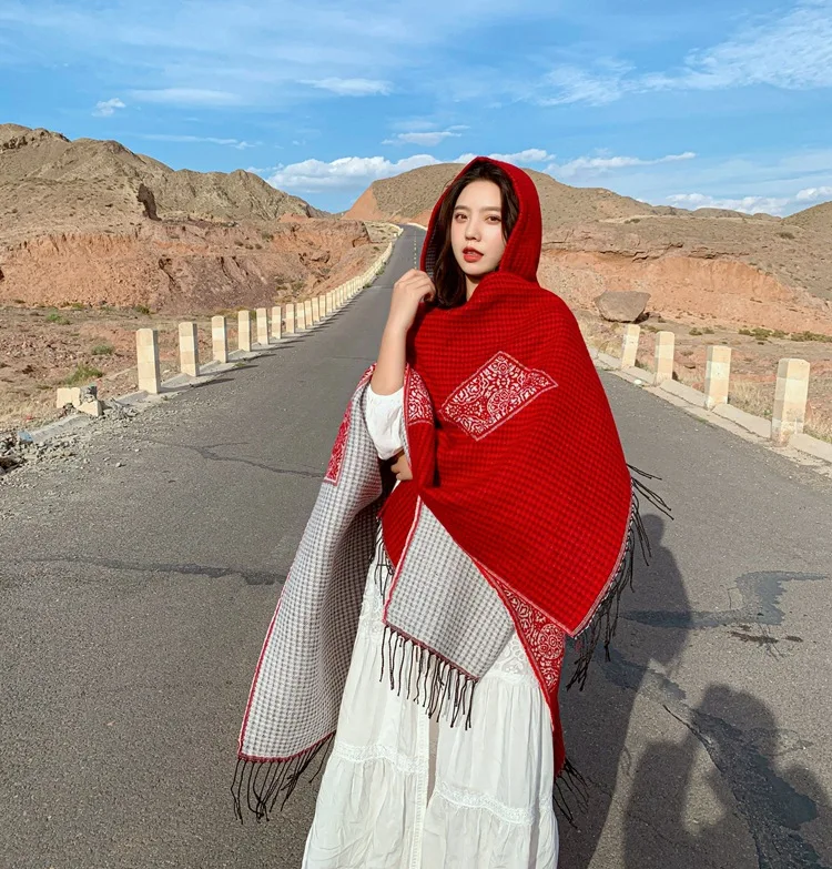 VANOVICH Desert Tourism Scarf Warm National Wind Cloak Jacket 2022 Autumn and Winter New Womens Cape |