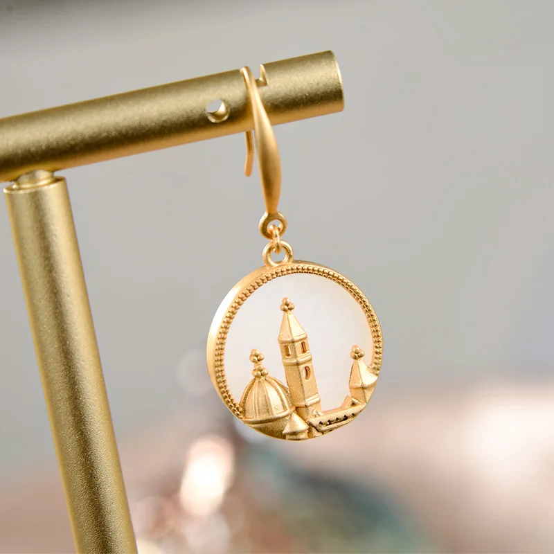 Женские серьги подвески из серебра 925 пробы с натуральным камнем|Серьги-подвески|