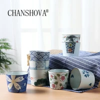 chanshova 180ml ceramic wide mouth teacup coffee cup chinese retro style hand drawn personality china porcelain h076