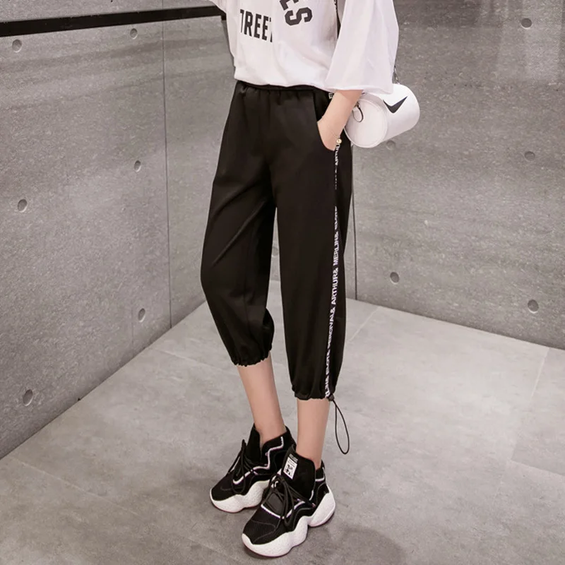 

Calf-length pants women Summer New Breathable Korean style Loose casual letters printing sports trousers Beam feet Pants Female