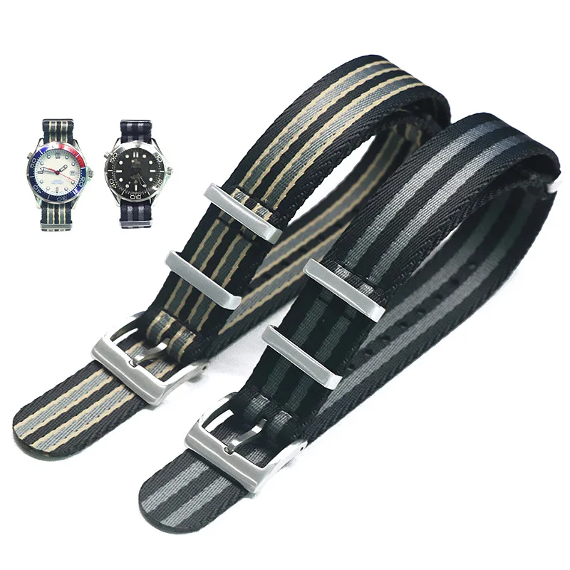 

18mm 20mm 22mm Nylon Canvas Watchband NATO ZULU Sport Watch Strap Wrist Band Bracelet for Omega Seamaster 300 for 007 James Bond