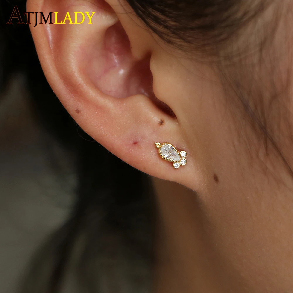 100% 925 пробы серебряные серьги в форме груши для девочек милые и простые