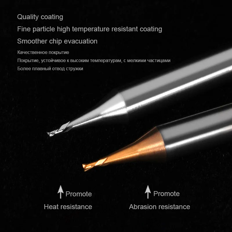 HRC60 микро концевые фрезы Алюминий ЧПУ карбид вольфрама Концевая фреза с 2