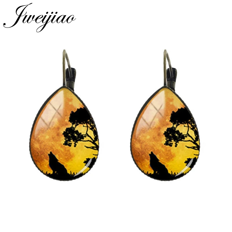 Классические серьги-клипсы JWEIJIAO в виде волка воющего дерева слезы воды