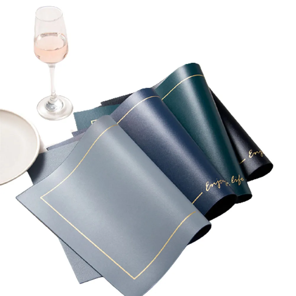 

HPDEAR PU Place Mats Set of 4, Rectangle Heat Resistant Washable Table Mats for Kitchen Dinning Table Party Decoration