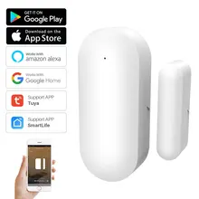 Sensor inteligente de puerta con WiFi, detector de apertura/cierre de puerta inteligente, para ventana, funciona con Google Home y Alexa, Tuya