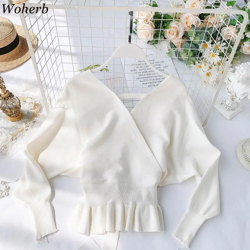 Woherb зимняя одежда на шнуровке с V-образным вырезом вязаные свитера Женский