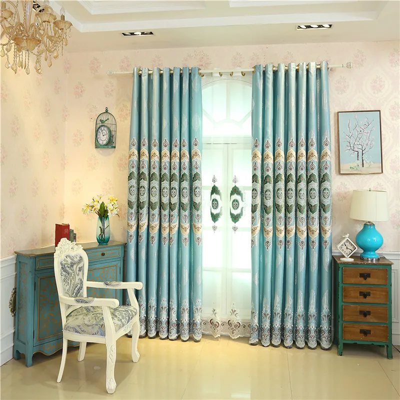 Modern classic luxury jacquard rural green Blackout curtains for Living Room high quality villa custom Bedroom | Дом и сад