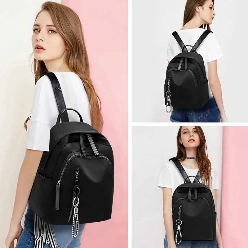 

Модный школьный ранец для женщин, 9 л, маленький дорожный рюкзак 2020, женские черные повседневные Рюкзаки, женская сумка из ткани Оксфорд, 25*30*...